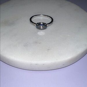 Stunning Silver Women's Ring with Blue Gemstone